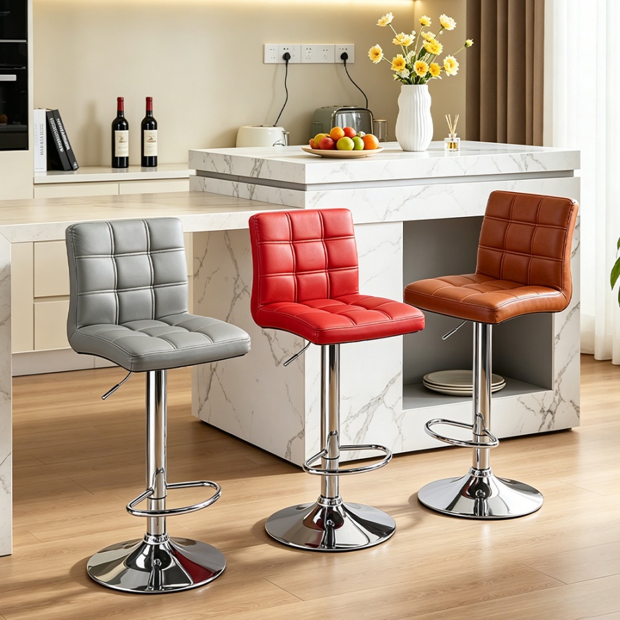 Gray seat adjustable high bar stool
